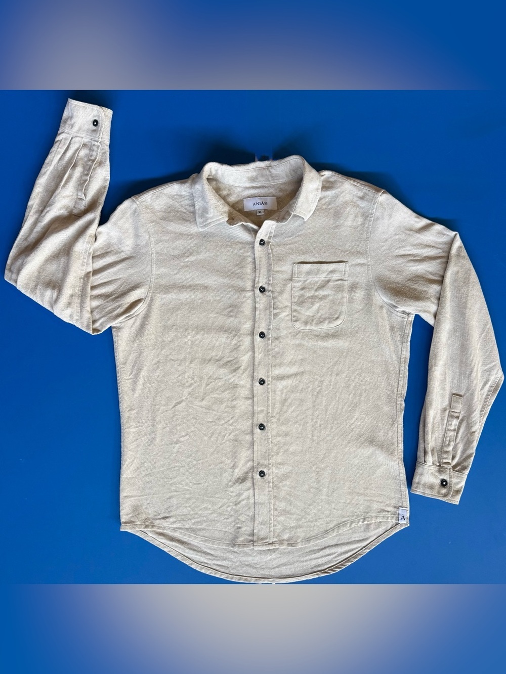 ANIÁN Overshirt Shirt Jacket XL Oatmeal Beige Made in Canada Shacket